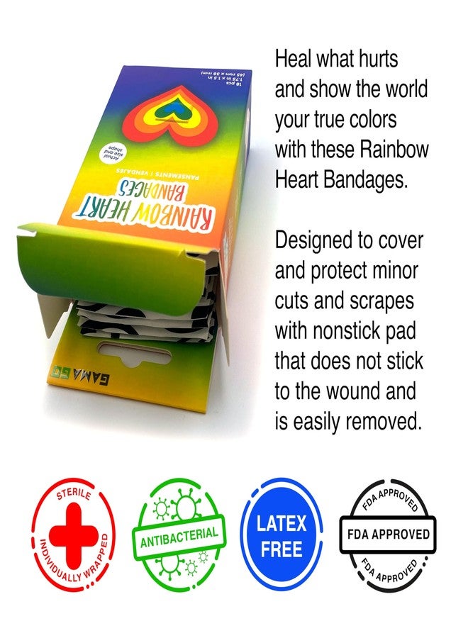 GAMAGO Rainbow Heart Bandages for Kids & Kidults - Set of 18 Individually Wrapped Self Adhesive Bandages - Sterile, Latex-Free & Easily Removable - Funny Gift & First Aid Addition - Image 3